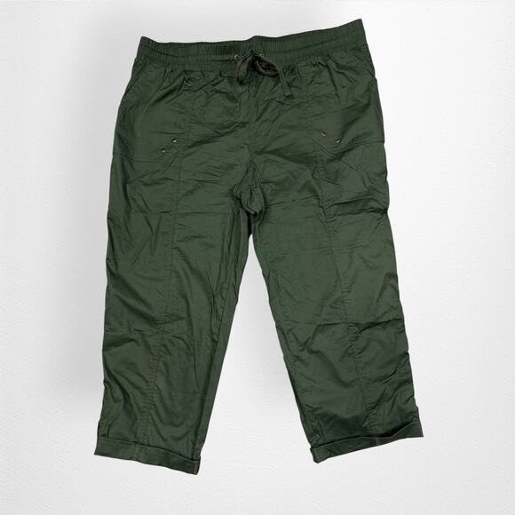 Womens Star Style Green Cargo Capri Pants Size XL - Picture 1 of 6